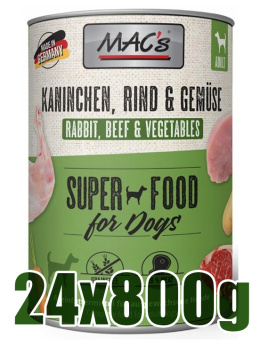 Mac's - Super food for dog - KRÓLIK, WOŁOWINA I WARZYWA - Zestaw 24x800g