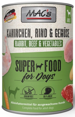 Mac's - Super food for dog - KRÓLIK, WOŁOWINA I WARZYWA - Zestaw 12x800g