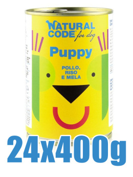 Natural Code - 01 - Puppy - KURCZAK, RYŻ i JABŁKO - Zestaw 24 x 400g