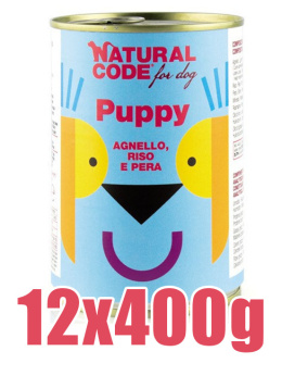 Natural Code - 02 - Puppy - JAGNIĘCINA, RYŻ i GRUSZKA - Zestaw 12 x 400g