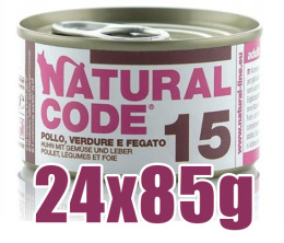 Natural Code - 15 - KURCZAK, WARZYWA I WĄTRÓBKA - Zestaw 24 x 85g