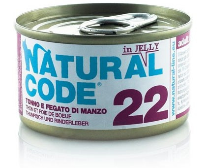 Natural Code - 22 - TUŃCZYK I WĄTRÓBKA WOŁOWA W GALARETCE - Zestaw 12 x 85g Natural Code - 22 - TUŃCZYK I WĄTRÓBKA WOŁOWA W GALARETCE - Zestaw 12 x 85g