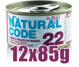 Natural Code - 22 - TUŃCZYK I WĄTRÓBKA WOŁOWA W GALARETCE - Zestaw 12 x 85g
