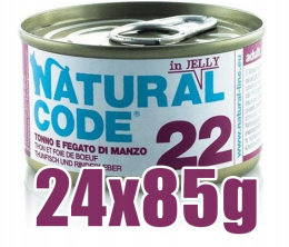 Natural Code - 22 - TUŃCZYK I WĄTRÓBKA WOŁOWA W GALARETCE - Zestaw 24 x 85g