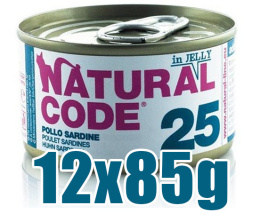 Natural Code - 25 - KURCZAK i SARDYNKI W GALARETCE - Zestaw 12 x 85g