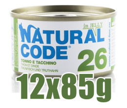 Natural Code - 26 - TUŃCZYK I INDYK W GALARETCE - Zestaw 12 x 85g