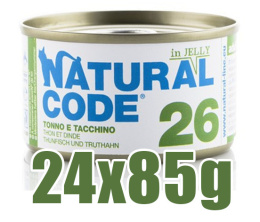 Natural Code - 26 - TUŃCZYK I INDYK W GALARETCE - Zestaw 24 x 85g