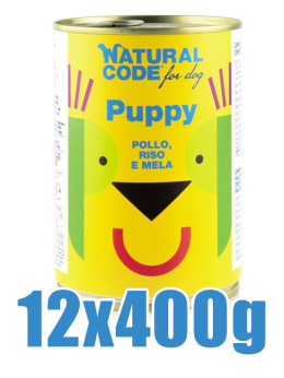 Natural Code - 01 - Puppy - KURCZAK, RYŻ i JABŁKO - Zestaw 12 x 400g