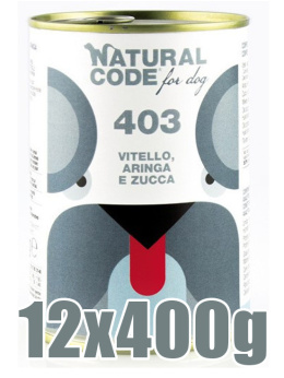 Natural Code - 403 - CIELĘCINA, ŚLEDŹ i DYNIA - Zestaw 12 x 400g