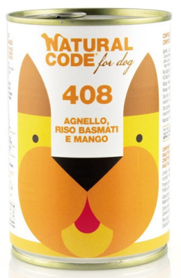 Natural Code - 408 - JAGNIĘCINA, RYŻ i MANGO - Zestaw 12 x 400g