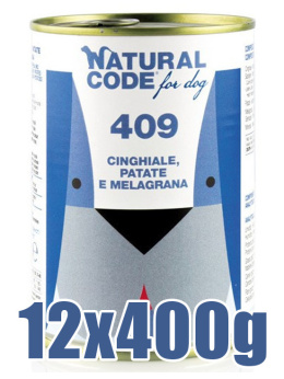 Natural Code - 409 - DZIK, ZIEMNIAKI i GRANAT - Zestaw 12 x 400g