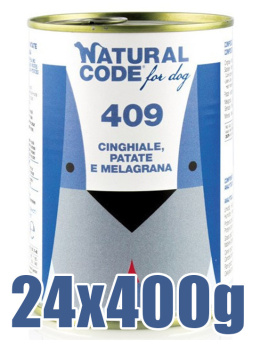 Natural Code - 409 - DZIK, ZIEMNIAKI i GRANAT - Zestaw 24 x 400g