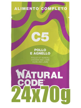 Natural Code - C5 - KURCZAK Z JAGNIĘCINĄ - Zestaw 24 x 70g