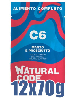 Natural Code - C6 - WOŁOWINA Z SZYNKĄ - Zestaw 12 x 70g