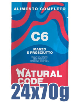 Natural Code - C6 - WOŁOWINA Z SZYNKĄ - Zestaw 24 x 70g