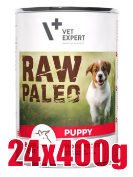 Raw Paleo - Puppy - Monoproteinowa - WOŁOWINA - dla Szczeniąt - Zestaw 24x400g
