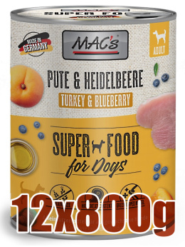 Mac's - Dog Pute & Heidelbeeren - INDYK i BORÓWKA - Zestaw 12 x 800g