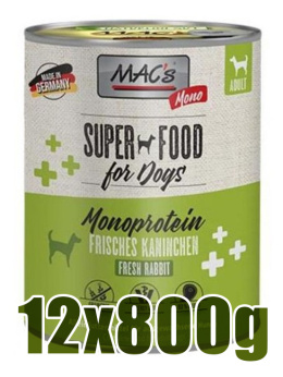 Mac's - Dog Sensitive - Monobiałkowa - KRÓLIK - Zestaw 12 x 800g