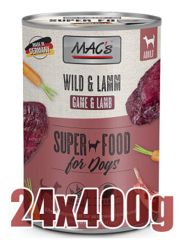 Mac's - Super food for dog - DZICZYZNA Z JAGNIĘCINĄ - Zestaw 24x400g