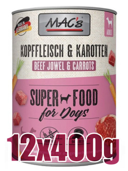 Mac's - Super food for dog - GŁOWIZNA I MARCHEW - Zestaw 12x400g