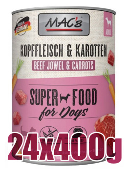 Mac's - Super food for dog - GŁOWIZNA I MARCHEW - Zestaw 24x400g