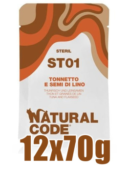 Natural Code - ST01 - TUŃCZYK I SIEMIĘ LNIANE - Zestaw 12 x 70g