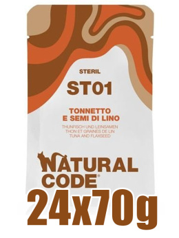 Natural Code - ST01 - TUŃCZYK I SIEMIĘ LNIANE - Zestaw 24 x 70g