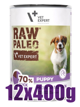 Raw Paleo - Puppy - Monoproteinowa - KACZKA - Zestaw 12x400g