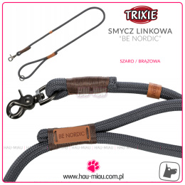 Trixie - Smycz linkowa tkana - Be Nordic - SZARY/BRĄZ - L/XL - 100 cm / 1,3 cm