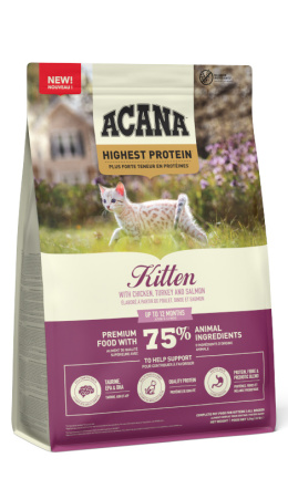 Acana - Highest Protein Kitten - Z KURCZAKIEM, INDYKIEM I ŁOSOSIEM - 1,8 KG
