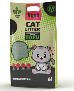 Bubu Pets - Żwirek biodegradowalny Tofu - ZIELONA HERBATA - 6L
