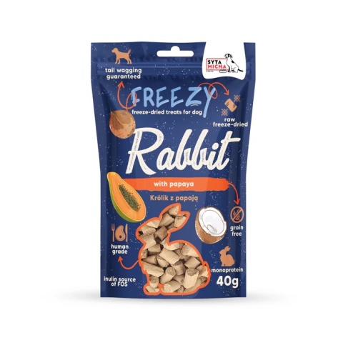 Liofilizowane przysmaki dla psa Królik z papają FREEZY 40g