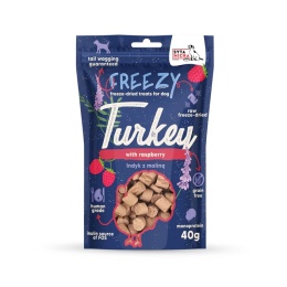 Liofilizowane przysmaki dla psa Indyk z malinami FREEZY 40g