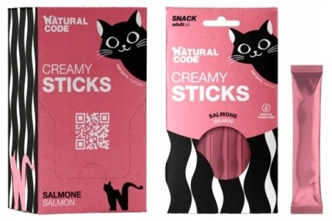 Natural Code Cat Snack Creamy Sticks Sosik dla kota Łosoś 4x14g