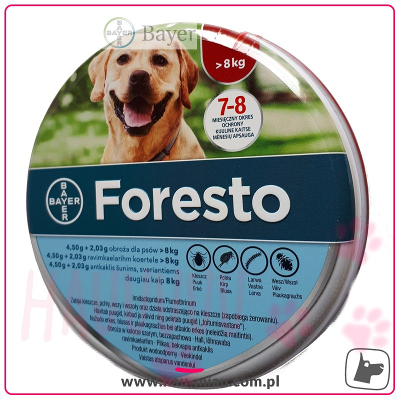 Bayer - Foresto - obroża przeciwpchelna dla psów POWYŻEJ 8 kg - działa do 8 miesięcy