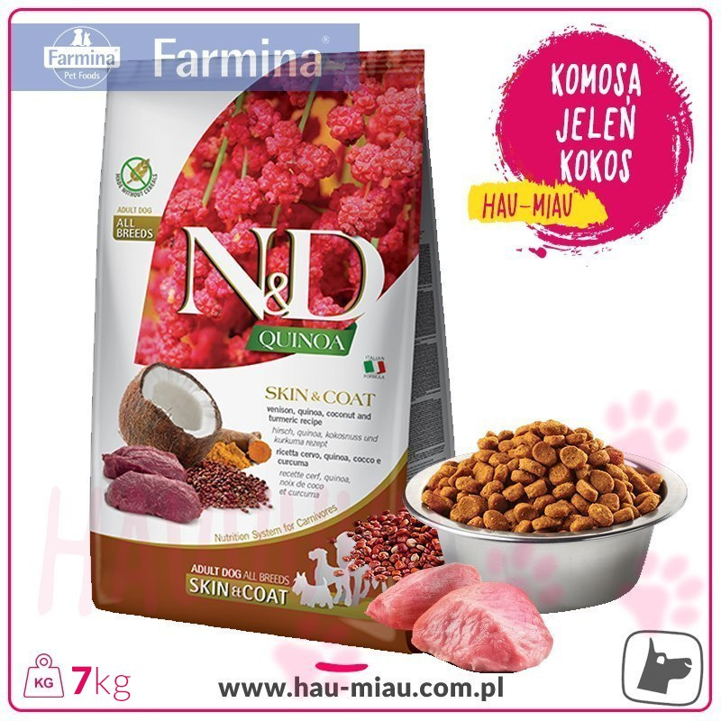 Farmina - N&D - QUINOA Skin & Coat - JELEŃ & KOMOSA & KOKOS - 7 KG Farmina - N&D - QUINOA Skin & Coat - JELEŃ & KOMOSA & KOKOS - 7 KG