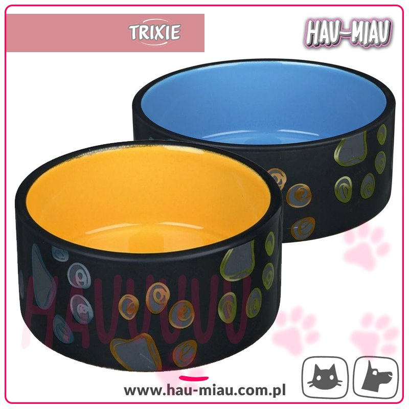 Trixie - Ceramiczna miska - Czarna + Niebieska lub żółta 20 cm / 1,4 L