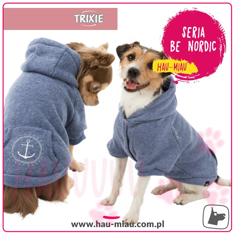 Trixie - Bluza z kapturem - Be Nordic - NIEBIESKA - S - 36 cm Trixie - Bluza z kapturem - Be Nordic - NIEBIESKA - S - 36 cm