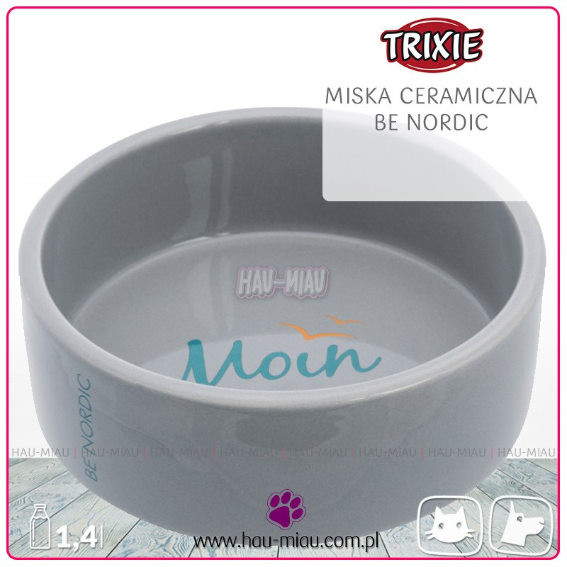 Trixie - Ceramiczna miska Be Nordic - Szara - 20 cm / 1,4 L