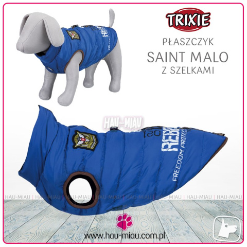 Trixie - Płaszczyk / Kurtka zimowa z szelkami - Saint Malo - NIEBIESKI - S 33 cm