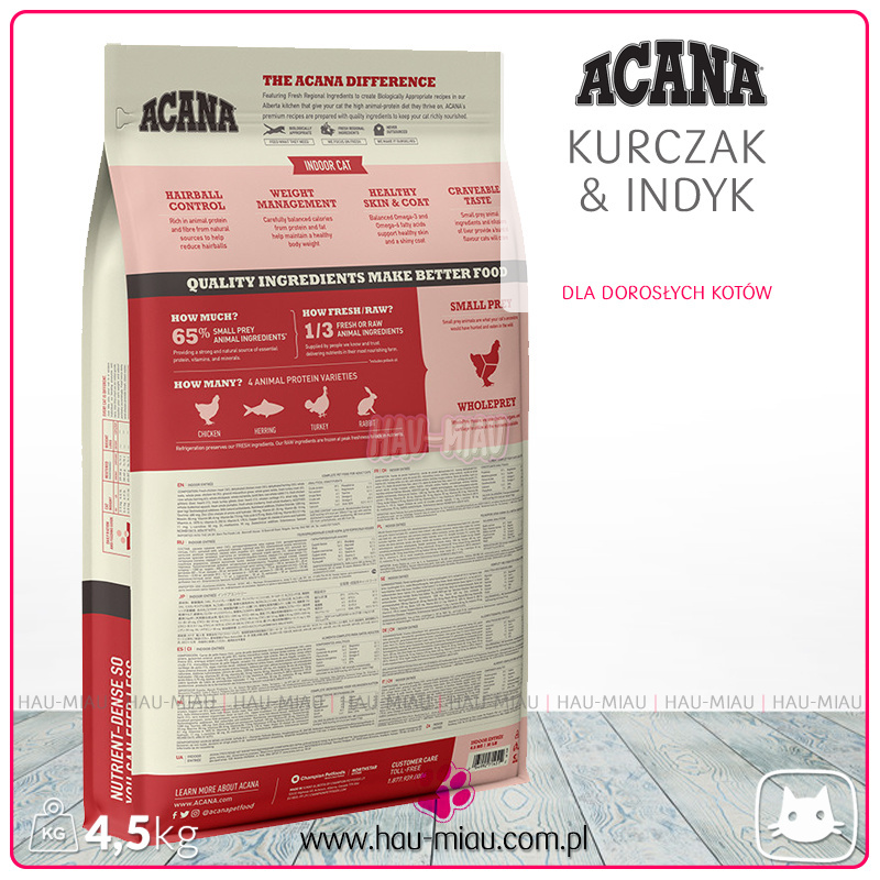 Acana - Indoor Entree - KURCZAK I INDYK - 4,5 KG Acana - Indoor Entree - KURCZAK I INDYK - 4,5 KG