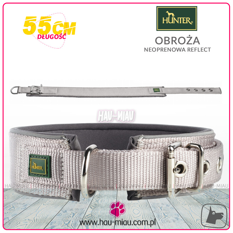 Hunter - Obroża Neoprenowa Reflect 55 cm - SZARA Hunter - Obroża Neoprenowa Reflect 55 cm - SZARA