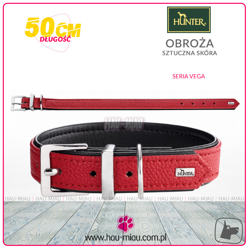 Hunter - Obroża VEGA - sztuczna skóra - 50 cm - CZERWONO-CZARNA Hunter - Obroża VEGA - sztuczna skóra - 50 cm - CZERWONO-CZARNA