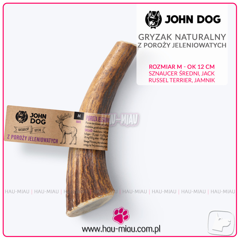 John Dog - Gryak naturalny z poroży jeleniowatych - Hard M - ok 12 cm John Dog - Gryak naturalny z poroży jeleniowatych - Hard M - ok 12 cm