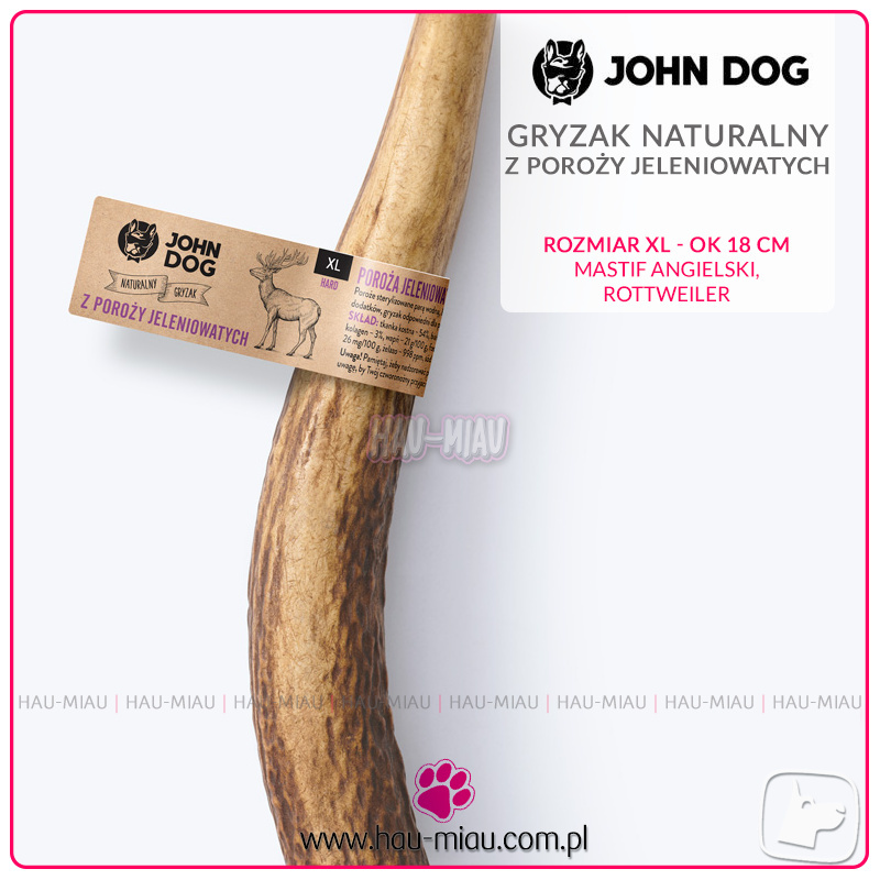 John Dog - Gryak naturalny z poroży jeleniowatych - Hard XL - ok 18 cm John Dog - Gryak naturalny z poroży jeleniowatych - Hard XL - ok 18 cm