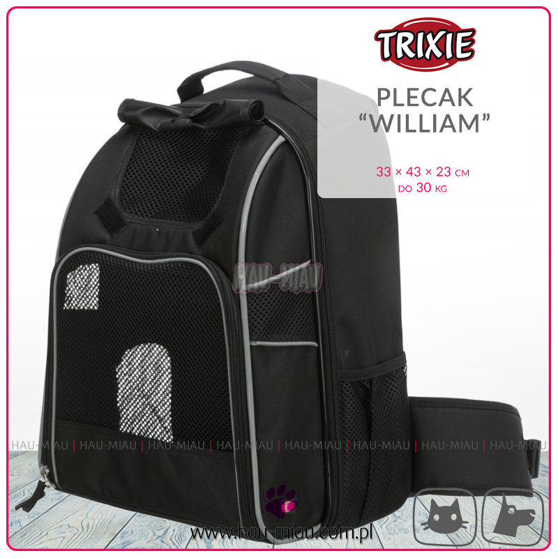 Trixie - Plecak transportowy / Nosidło - William - CZARNY - 33 × 43 × 23 cm - do 30 kg