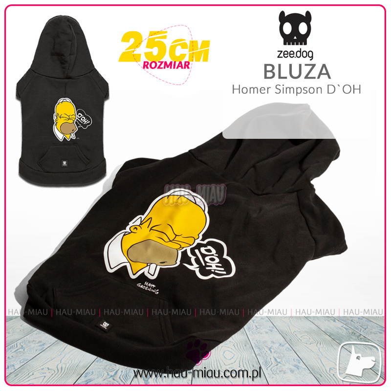 Zee.dog - Bluza z kapturem dla psa Homer Simpson D'OH - rozmiar XS - 25 cm Zee.dog - Bluza z kapturem dla psa Homer Simpson D'OH - rozmiar XS - 25 cm