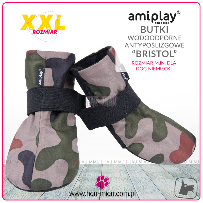AmiPlay - Buty / Buciki wodoodporne i antypoślizgowe - BRISTOL - Moro - XXL - DOG NIEMIECKI AmiPlay - Buty / Buciki wodoodporne i antypoślizgowe - BRISTOL - Moro - XXL - DOG NIEMIECKI