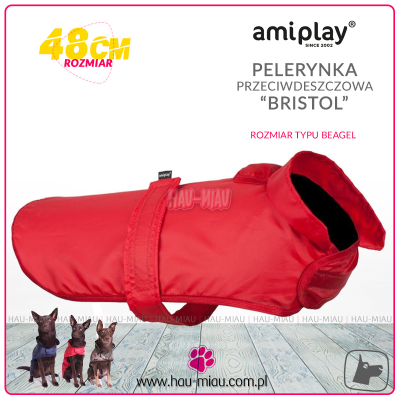 AmiPlay - Pelerynka / Płaszczyk przeciwdeszczowy - BRISTOL - Czerwony - rozmiar 48 cm
