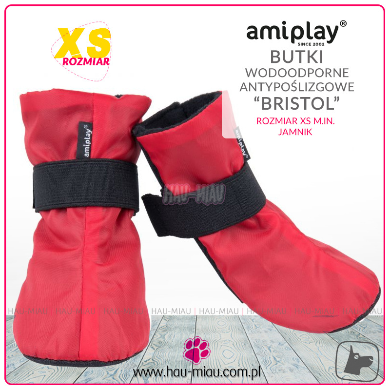 AmiPlay - Buty / Buciki wodoodporne i antypoślizgowe - BRISTOL - Czerwone - XS - JAMNIK AmiPlay - Buty / Buciki wodoodporne i antypoślizgowe - BRISTOL - Czerwone - XS - JAMNIK